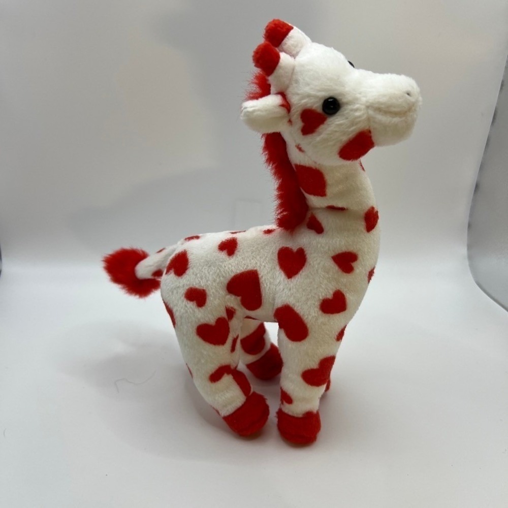 Smoothie 2008 Ty Beanie Babies White‎ Giraffe w/ Red Hearts Baby Valentine's
